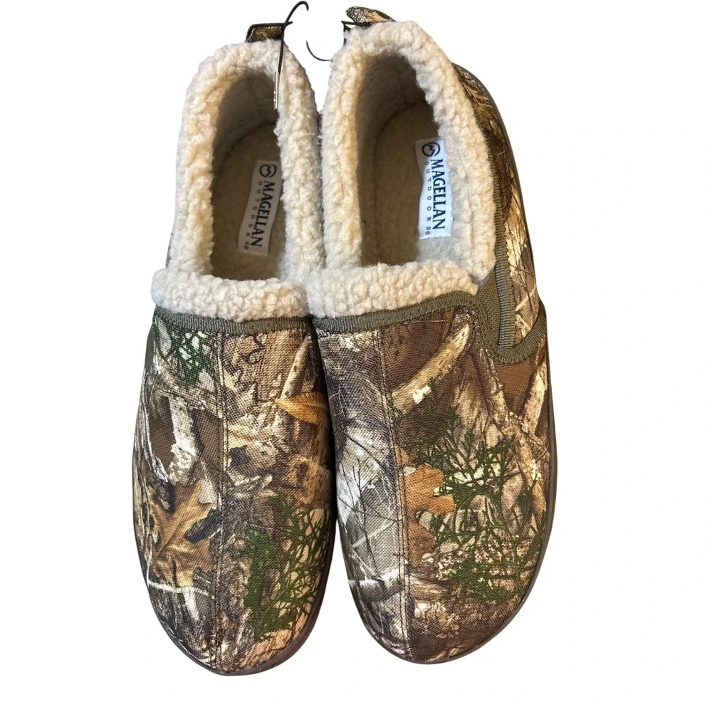 Magellan Outdoors Mens Camo Slippers Faux Fur Sherpa Lined Slip On Shoes‎ 11D